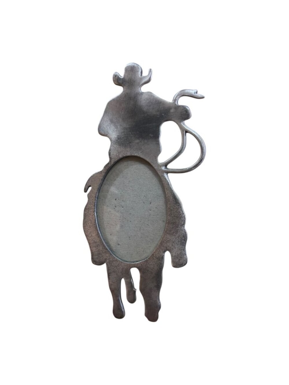 Micro Cowboy Roper Silhouette Metal Picture Frame 6" Unique Western Decor Cabin